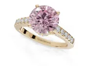 Round Pavé Solitaire Engagement Ring Setting for a Fancy Pink Lab-Grown Diamond | Crossover Gallery | Yellow Gold