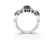 Radiant Cut 3 Stone Engagement Ring Setting for a Black Center | Sterling Silver