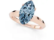 Fancy Blue Marquise Cut Diamond Solitaire Engagement Ring Set in Rose gold with Flat Band and Prong Setting