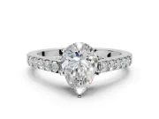 Pear-Shaped Pavé Solitaire Engagement Ring Setting | Crossover Gallery | Sterling Silver
