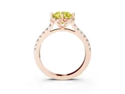Round Floral Engagement Ring Setting for a Fancy Yellow Lab-Grown Diamond | Pavé Band | Rose Gold