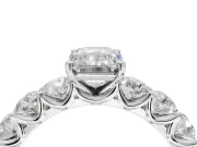 Emerald Cut Side Stone Engagement Ring Setting | Scalloped Prong Accents | Sterling Silver