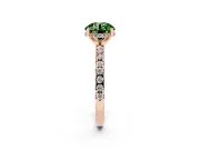 Round Hidden Halo Solitaire Engagement Ring Setting for a Fancy Green Lab-Grown Diamond | Pave Band | Rose Gold