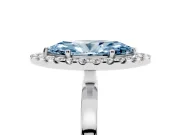 Fancy Blue Marquise Cut Diamond Halo Solitaire Ring Set in Platinum with Pavé Band and Prong Setting
