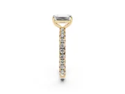 Emerald Cut Pavé Solitaire Engagement Ring Setting | Shared Prong Band | Yellow Gold