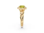 Heart-Shaped Filigree Halo Engagement Ring Setting for a Fancy Yellow Lab-Grown Diamond | Scroll Shoulders | Yellow Gold