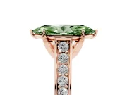 Fancy Green Marquise Cut Diamond Solitaire Pavé Engagement Ring Set in Rose gold with Prong Setting