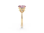 Oval Cluster Accent Engagement Ring Setting for a Fancy Pink Lab-Grown Diamond | Yellow Gold