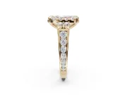 Radiant Cut Halo Engagement Ring Setting for a Fancy Pink Lab-Grown Diamond | Graduated Channel Band | Yellow Gold