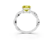 Fancy Yellow Asscher Cut Diamond Solitaire Twisted Pavé Ring Set in Silver with Prong Setting
