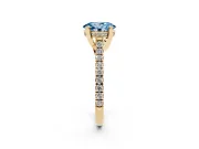 Oval Hidden Halo Pave Engagement Ring Setting for a Fancy Blue Lab-Grown Diamond | Claw Prongs | Yellow Gold