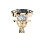 Fancy Black Marquise Lab-Grown Diamond Three-Stone Ring Set in Yellow Gold with Channel-Set Band and Prong Setting