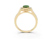 Emerald Cut Petal Tip Halo Engagement Ring Setting for a Fancy Green Lab-Grown Diamond | Pavé Band | Yellow Gold