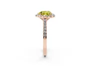 Heart-Shaped Raised Halo Engagement Ring Setting for a Fancy Yellow Lab-Grown Diamond | Rose Gold