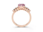 Fancy Pink Heart Cut Diamond Cluster Engagement Ring Set in Rose gold with Pavé Band and Prong Setting
