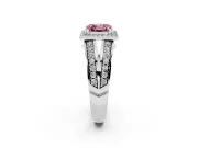 Asscher Cut Halo Engagement Ring Setting for a Fancy Pink Lab-Grown Diamond | Two-Row Pave Split Shank | Platinum