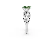 Fancy Green Pear Cut Diamond Solitaire Ring Set in Platinum with Side Stones on Criss-Cross Band and Prong Setting