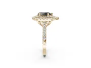 Pear-Shaped Double Halo Engagement Ring Setting for a Black Center | Pavé Shoulders | Yellow Gold
