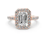 Emerald Cut Halo Engagement Ring Setting | Rose Gold