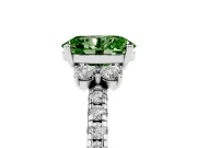 Oval Side Stone Engagement Ring Setting for a Fancy Green Lab-Grown Diamond | Pave Band | Sterling Silver