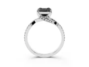 Asscher Cut Twisted Pavé Engagement Ring Setting for a Black Center | Split Shank | White Gold