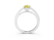 Fancy Yellow Pear Cut Diamond Solitaire Ring Set in White gold with Prong Setting and Classic Band