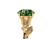Round Leaf Solitaire Engagement Ring Setting for a Fancy Green Lab-Grown Diamond | Yellow Gold