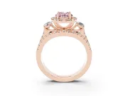 Oval Halo Split Shank Engagement Ring Setting for a Fancy Pink Lab-Grown Diamond | Round Side Stones | Rose Gold