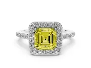 Asscher Cut Halo Engagement Ring Setting for a Fancy Yellow Lab-Grown Diamond | Sterling Silver - Design NV-24729