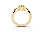 Fancy Yellow Pear Cut Diamond Halo Engagement Ring Set in Yellow gold with Plain Split Shank and Prong Setting