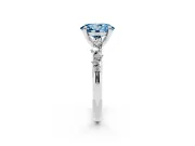 Fancy Blue Oval Cut Diamond Solitaire Vine Band Ring Set in Silver with Round Accents and Prong Setting