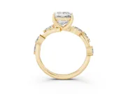 Princess Cut Twisted Vine Engagement Ring Setting | Marquise Side Stones | Yellow Gold