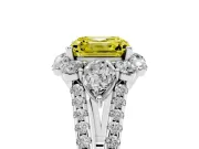 Fancy Yellow Asscher Cut Diamond Halo Split Shank Engagement Ring Set in Silver with Prong-Held Center Stone