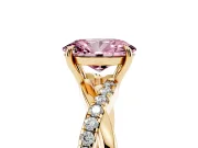 Oval Crossover Engagement Ring Setting for a Fancy Pink Lab-Grown Diamond | Yellow Gold