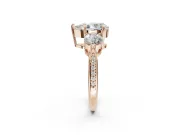 Pear-Shaped Three Stone Engagement Ring Setting | Tapered Pave Band | Rose Gold