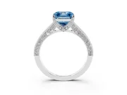 Asscher Cut Hidden Halo Engagement Ring Setting for a Fancy Blue Lab-Grown Diamond | Milgrain Pave | Platinum