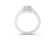 Cushion Cut Scalloped Petal Halo Engagement Ring Setting | Plain Band | White Gold