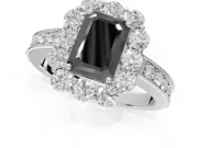 Emerald Cut Vintage Halo Engagement Ring Setting for a Black Center | White Gold