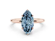 Marquise Hidden Halo Ring Setting for a Fancy Blue Lab-Grown Diamond | Rose Gold