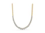 Round Lab-Grown Diamond Graduated Tennis Necklace | Bead Chain Back | Yellow Gold