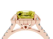 Asscher Cut Milgrain Floral Halo Engagement Ring Setting for a Fancy Yellow Lab-Grown Diamond | Pavé Band | Rose Gold