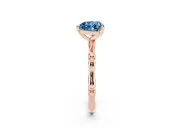 Fancy Blue Heart Cut Diamond Solitaire Ring Set in Rose gold with Bamboo Band and Prong Setting