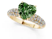 Heart-Shaped Close Set Pave Engagement Ring Setting for a Fancy Green Lab-Grown Diamond | Multi Row | Yellow Gold