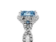 Princess Cut Milgrain Halo Engagement Ring Setting for a Fancy Blue Lab-Grown Diamond | Graduated Shoulders | White Gold