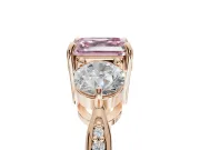 Asscher Cut Three Stone Engagement Ring Setting for a Fancy Pink Lab-Grown Diamond | Tapered Pave Band | Rose Gold