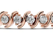 Round Lab-Grown Diamond S-Link Tennis Bracelet | Wave Pattern | Rose Gold