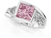 Princess Cut Engagement Ring Setting for a Fancy Pink Lab-Grown Diamond | Bezel | Sterling Silver