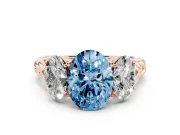 Oval Three Stone Engagement Ring Setting for a Fancy Blue Lab-Grown Diamond | Braided Band | Rose Gold