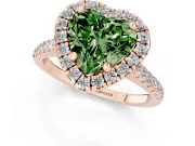 Heart-Shaped Halo Engagement Ring Setting for a Fancy Green Lab-Grown Diamond | Tapered Band | Rose Gold