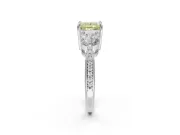 Princess Cut Three Stone Engagement Ring Setting for a Fancy Yellow Lab-Grown Diamond | Tapered Pave Band | Platinum